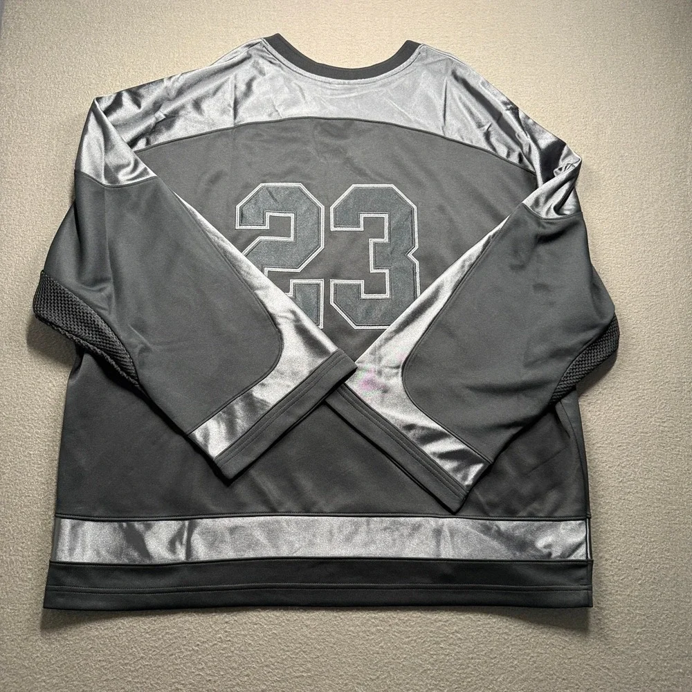 Jordan Jersey Mens XL Black Silver Oversized Long Sleeve 23 HV0109-010